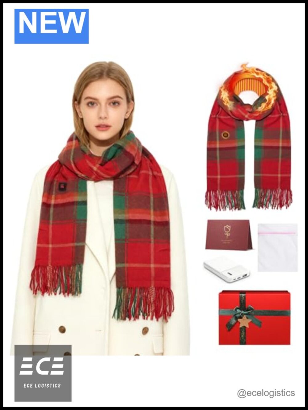 Heated Scarf Rechargeable Electric Neck Warmer 5000mAh 3 Levels Gift